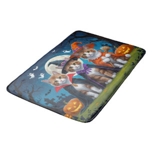 Tapis De Bain Chats abyssins Citrouille Halloween Drôle
