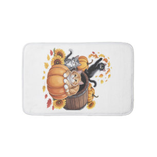 Tapis De Bain Chats Automne Citrouilles d'Automne Action de Grâc