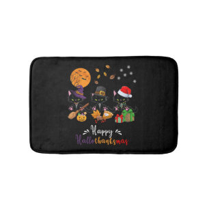 Tapis De Bain Chats Chat noir Halloween et Joyeux Noël Joyeux