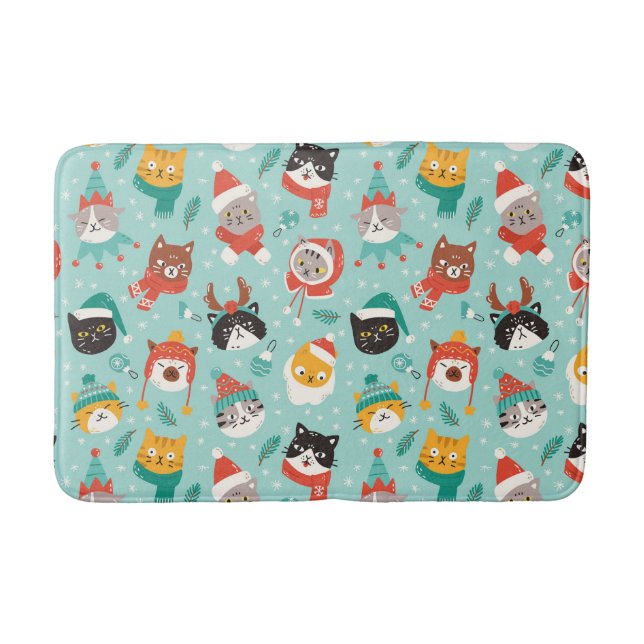Tapis De Bain Chats de Noël en Chandails de vacances Motif (Devant)
