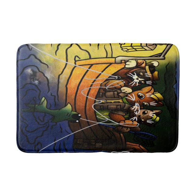 Tapis De Bain Chats de pêche nocturne (Devant)