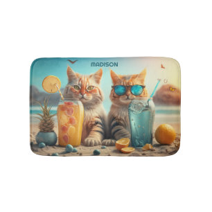 Tapis De Bain Chats de vacances de nom personnalisé