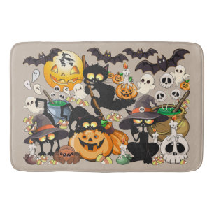 Tapis De Bain Chats drôles de Halloween Fête