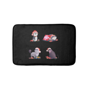 Tapis De Bain Chats en Noël de mignons amoureux de les chats ani