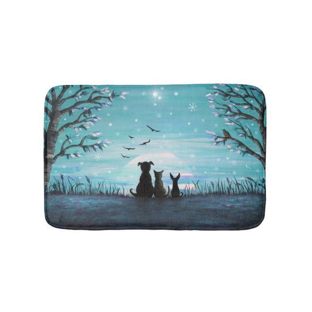 Tapis De Bain Chats et chiens Coucher de soleil d'hiver (Devant)