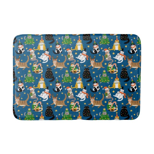 Tapis De Bain Chats Festifs en Costumes de Noël Motif (Devant)