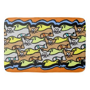 Tapis De Bain Chats graphiques et de poisson Cartoon de bain Mat
