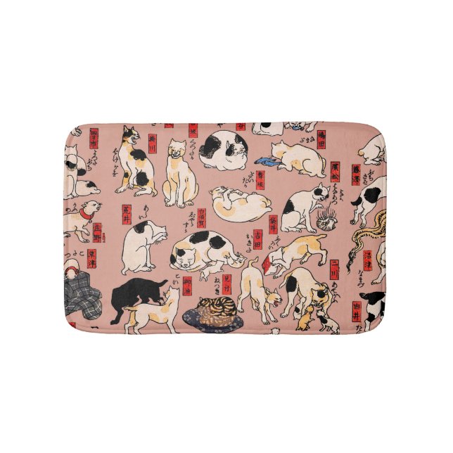 Tapis De Bain chats japonais Ukiyo-e Funny kitty (Devant)