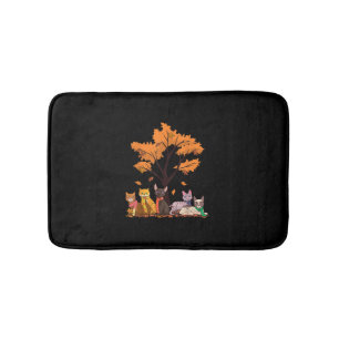 Tapis De Bain Chats mignons Automne Saison d'automne Maple Leaf
