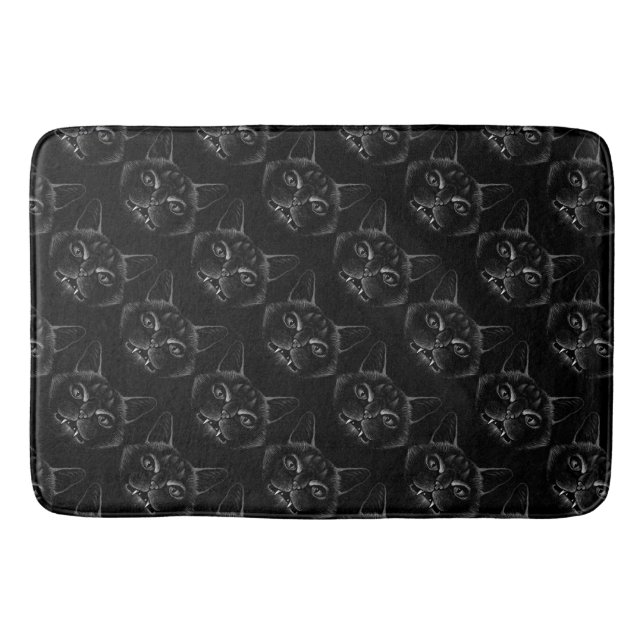 Tapis De Bain Chats noirs d'Halloween (Devant)