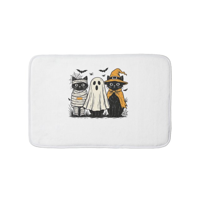 Tapis De Bain Chats noirs en costumes d'Halloween - Ghost, Witch (Devant)