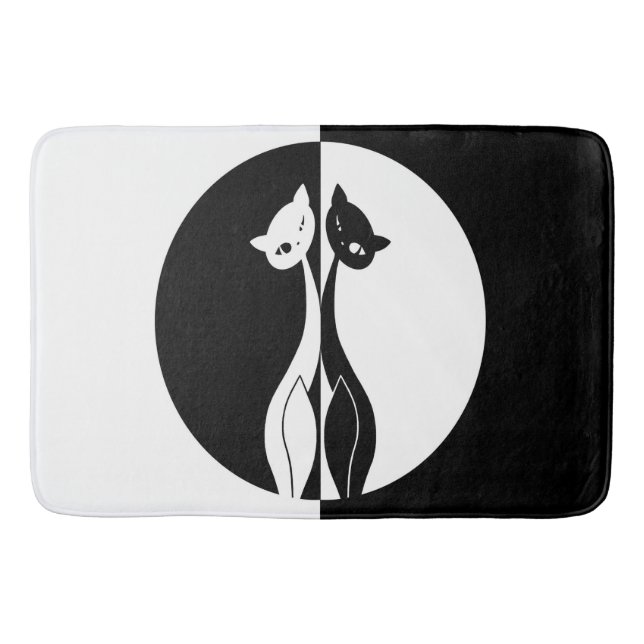 Tapis De Bain Chats noirs et blancs (Devant)