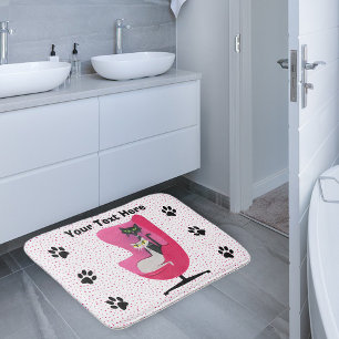 Tapis De Bain Chats Sophistiqués dans Fauteuil Rose Diamants Poi