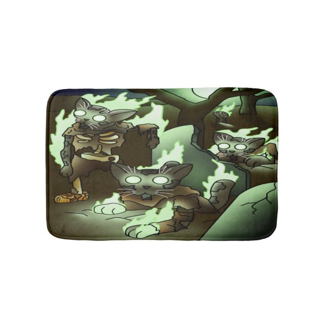 Tapis De Bain Chats Zombie Halloween (Devant)