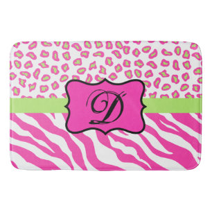 Tapis De Bain Chaud rose blanc zèbre léopard Monogramme de peau
