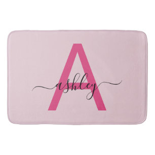 Tapis De Bain Chaud rose Monogramme chambre fille