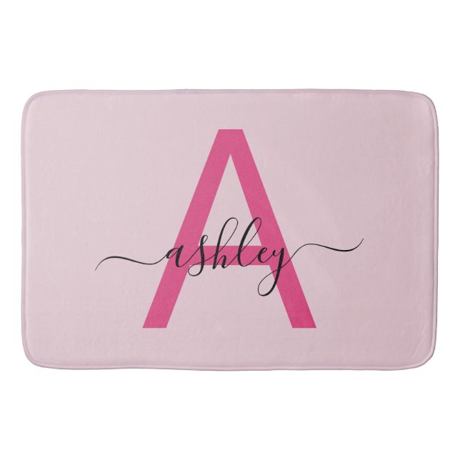 Tapis De Bain Chaud rose Monogramme chambre fille (Devant)