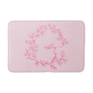 Tapis De Bain Chaud rose Monogramme Salle de dortoir pour fille