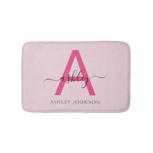 Tapis De Bain Chaud rose Monogramme Salle de dortoir pour fille