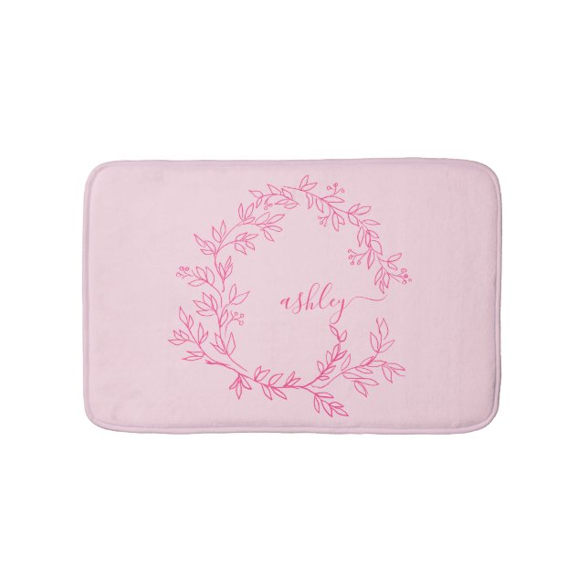 Tapis De Bain Chaud rose Monogramme Salle de dortoir pour fille (Devant)
