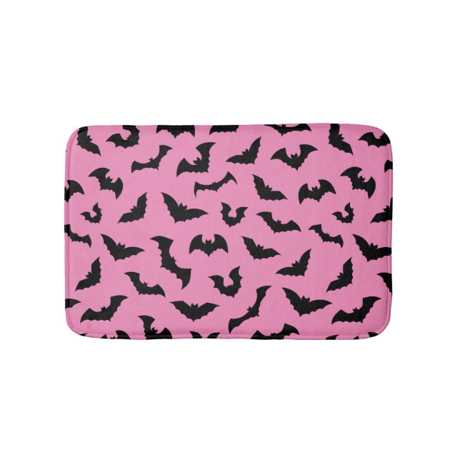 Tapis De Bain Chauve-souris rose pastel motif halloween (Devant)
