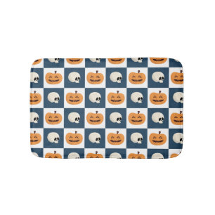 Tapis De Bain Checks de Skulls et Pumkins