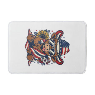 Tapis De Bain Chemise à gravure vintage de vache des Highlands p