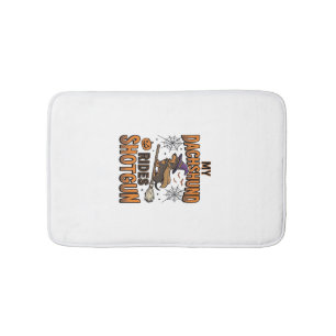Tapis De Bain Chemise de Dachshund Halloween Sorcière Balai Roul