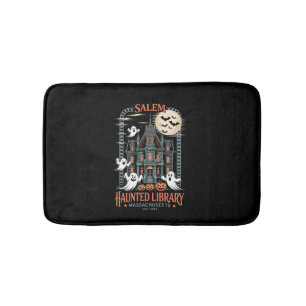 Tapis De Bain Chemise d'Halloween de bibliothèque hantée pour bi