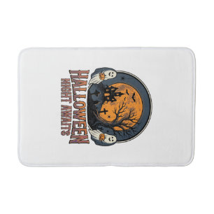 Tapis De Bain Chemise fantôme lune gravée scène Halloween vintag