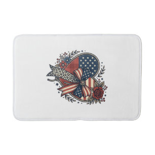 Tapis De Bain Chemise Fleurie à Nœud Papillon Cœur Patriotique V