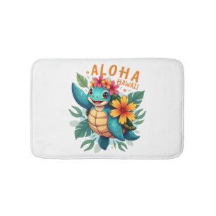 Tapis De Bain Chemise hawaïenne Aloha Hawaii Tortue de mer Fille