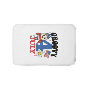 Tapis De Bain Chemise patriotique de fusée Groovy 4 juillet Desi
