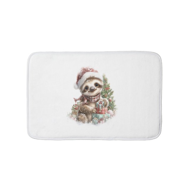 Tapis De Bain Chemise Sloth Christmas Santa Hat (Devant)