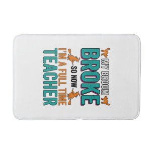 Tapis De Bain Chemise vintage drôle professeur d'Halloween balai