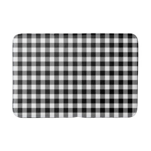 Tapis De Bain Chèque noir et blanc Plaid Mat Chat Chien Lit