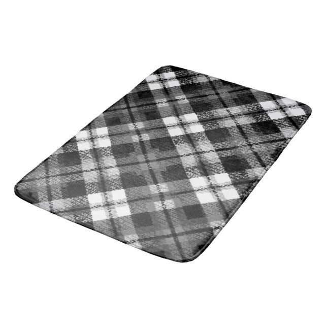 Tapis De Bain Chèque Tartan noir blanc Ferme moderne (Angle)