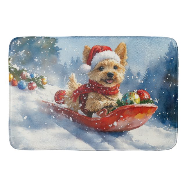 Tapis De Bain Chesapeake Bay Terrier Dog dans Sledge Noël (Devant)
