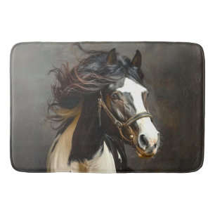 Tapis De Bain Cheval blanc Brown noir en course