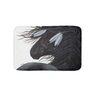 Tapis De Bain Cheval friésien en Plumes Blanches par Bihrle