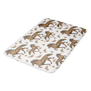 Tapis De Bain Cheval islandais et fleurs des années 1930