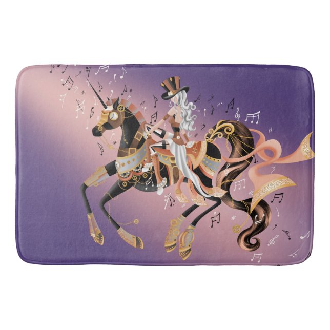 Tapis De Bain Cheval mécanique Steampunk & Dame (Devant)