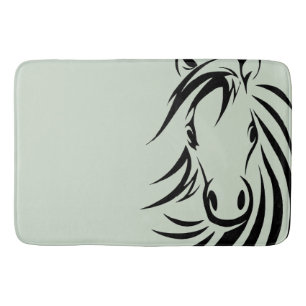 Tapis De Bain Cheval noir vert tête