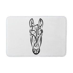 Tapis De Bain Cheval tribal noir et blanc