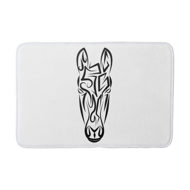 Tapis De Bain Cheval tribal noir et blanc (Devant)