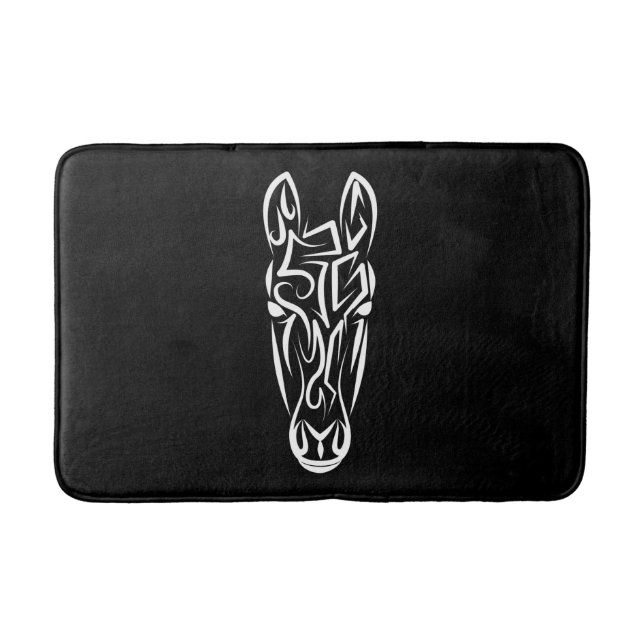 Tapis De Bain Cheval tribal noir et blanc (Devant)