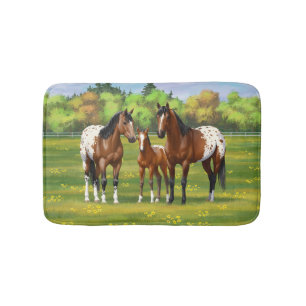 Tapis De Bain Chevaux Appaloosa De Baie Brown En Pâturage D'Été