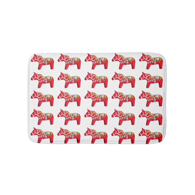 Tapis De Bain Chevaux de Dala Rouge avec marguerites (Devant)