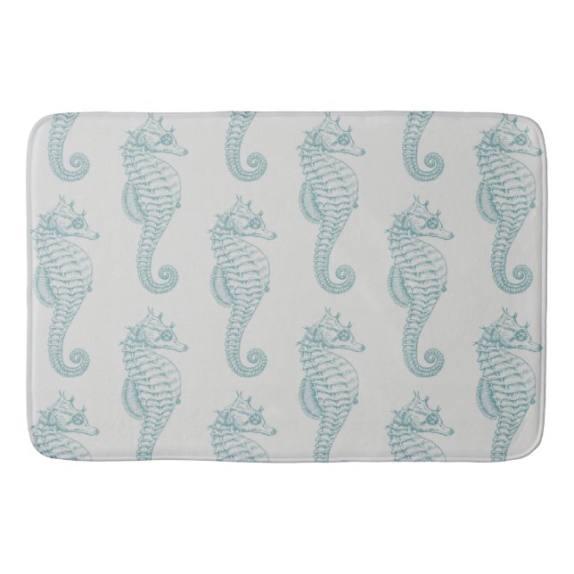 Tapis De Bain Chevaux de mer tropicaux, Motif hippocampe - gris  (Devant)