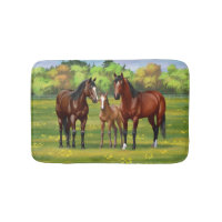 Chevaux Du Quartier De La Baie Brown Dans Les Pâtu